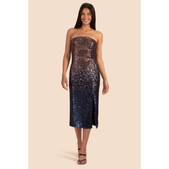 💕TRINA TURK💕 Stella Dress ~ Supernova Sequin Moonstone/Midnight Ombre 8 NWT - Picture 2 of 16